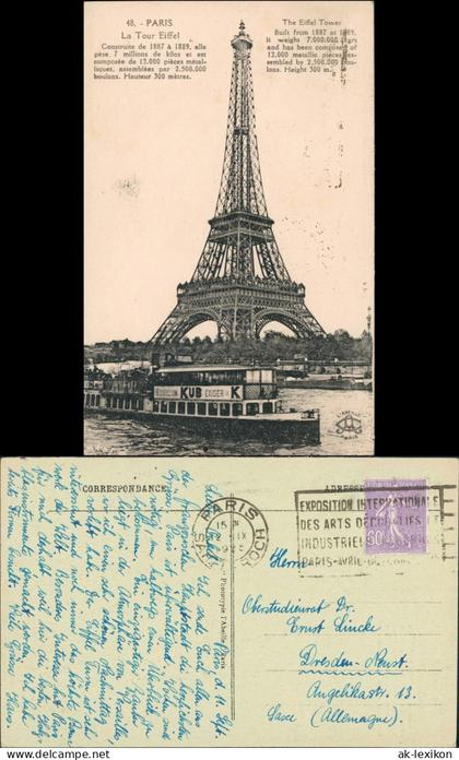 CPA Paris Eiffelturm - Boot Bouillon KUB Exiger Le K 1925