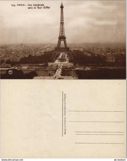 CPA Paris Vue Générale vers la Tour Eiffel Eiffelturm 1928