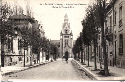 CPA Epernay Avenue Paul Chandon Eglise St Pierre St Paul