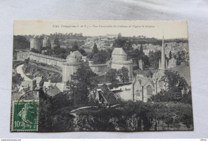 Fougeres, vue d'ensemble du château et l'église saint Sulpice, Ille et Vilaine 35