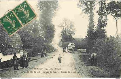 Carte Postale Ancienne - 62 - Fruges - Entrée de Fruges Route de Montreuil - Animé - Ecrite en 1918 - CPA - Voir Scans R