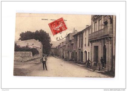 34 GIGNAC Avenue de Montpellier, animée, Facteur, ed André, 1912