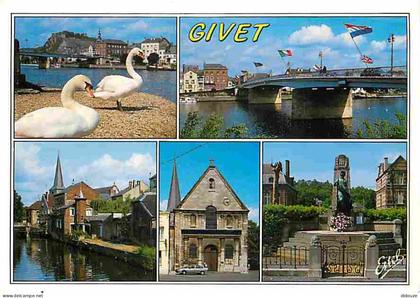 Carte Postale - 08 - Givet - Multivues - Cygnes - Pont - Automobiles - Flamme Postale de Givet - CPM - Voir Scans Recto-