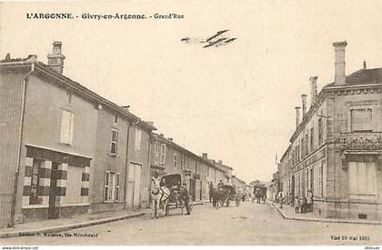 Carte Postale Ancienne - 51 - Givry en Argonne - Grand'Rue - Animée - Avions - Correspondance - Voyagée en 1917 - CPA -