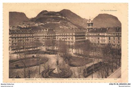 AHQP8-0613-38 - GRENOBLE - La place victor-hugo - La statue de berloz et les forts - Le saint-eynard