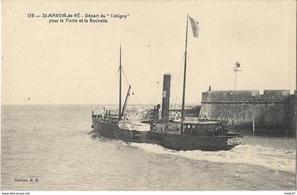 Saint-Martin-de-Ré - Départ du "Colligny" pour la Flotte et la Rochelle