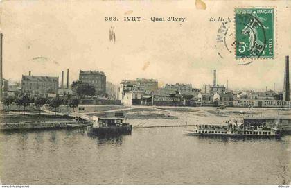 Carte Postale Ancienne - 94 - Ivry sur Seine - Quai d'Ivry - Chantier National d'Ivry - CPA - Oblitération ronde - Voir