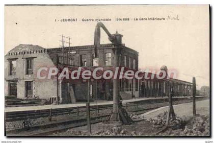 CPA Jeumont Guerre Mondiale la gare intérieure