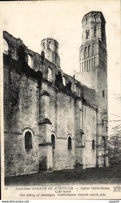 CPA Ancienne Abbaye De Jumieges Eglise Notre Dame Cote Nord Old Abbey of Jumieges Notre Dame