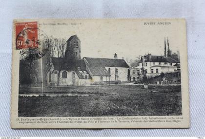 Cpa 1914, Juvisy sur Orge, l'église et bassin circulaire du parc, Essonne 91