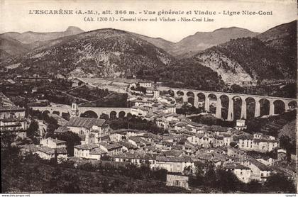CPA L'Escarene Vue Generale Et Viaduc Ligne Nice Coni