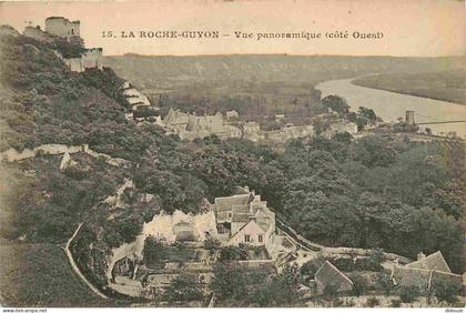 95 - La Roche Guyon - Vue panoramique côté Ouest - CPA - Voir Scans Recto-Verso