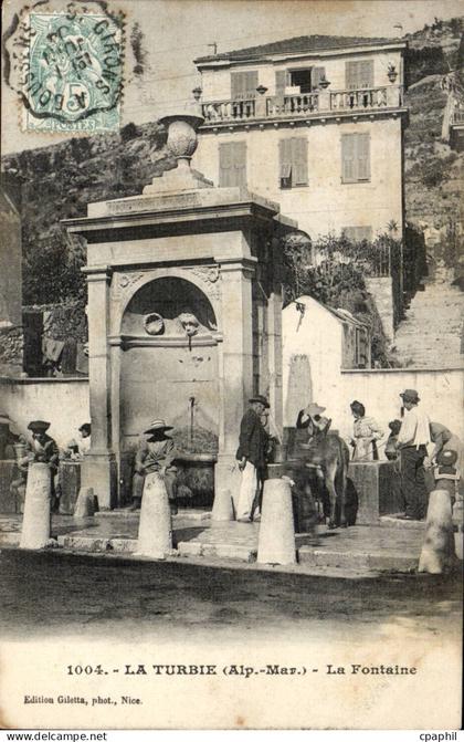 La Turbie - La Fontaine - CPA Ane donkey enfants