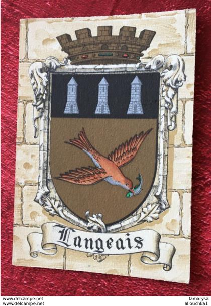Blason de Langeais commune française du département d'Indre-et-Loire Région Centre-Val de Loire, Carte Postale-CPA