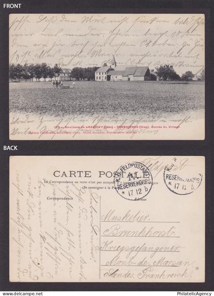 GERMANY 1917, Vintage postcard, Surroundings of Lassigny (Oise), Fieldpost