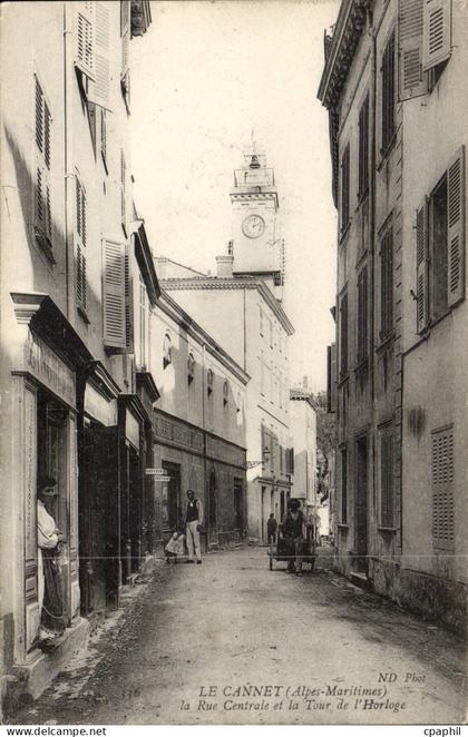 Le Cannet - La Rue Centrale et le Tour d'Horloge - CPA