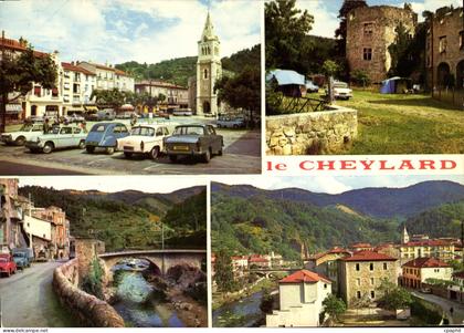 CPA Le Cheylard Ardeche La Place Chateau de la Cheze Pont de la Sabliere Vue generale