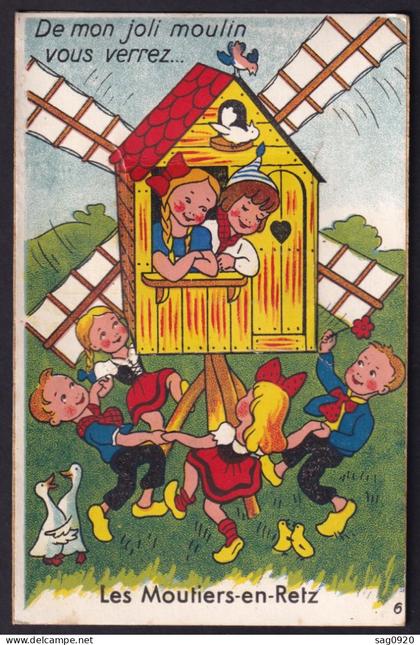 Les Moutiers en Retz - Carte à système 10 vues - De mon joli moulin vous verrez...