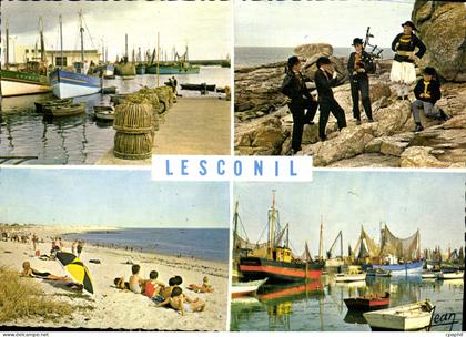 CPM La Bratagne Lesconil Finistere le port costumes bigoudene la plage des Sables Blancs le port