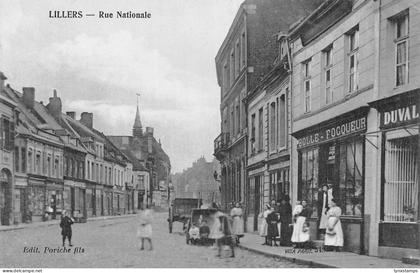 A914 France Lillers Rue Nationale Bolle Focqueur Children vintage postcard