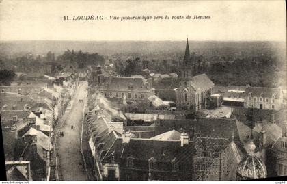 CPA Loudeac Vue panoramique vers la route des Rennes