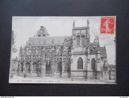 Frankreich 1912 Louviers L'Eglise Notre Dame Bahnpost Stempel Louviers