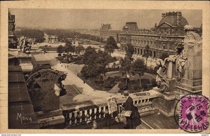 CPA Paris Vue sur le Louvre et les Jardins du Louvre et des Tuilleries