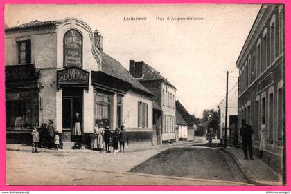 Lumbres - Rue d'Acquembronne - Magasin Central Maison DESREUMAUX - Animée - Phototyp. A.F. LACLAU - 1918