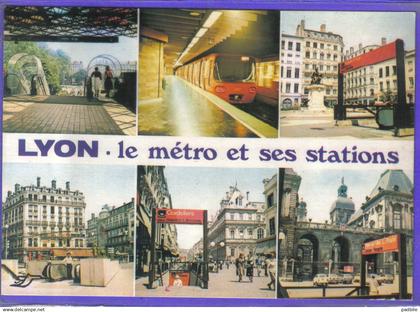 Carte postale 69. Lyon  le métro et ses stations très beau plan