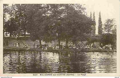 Carte Postale Ancienne - 72 - Malicorne sur Sarthe - La Plage - Animée - CPA - Voir Scans Recto-Verso - Poscard - Carta