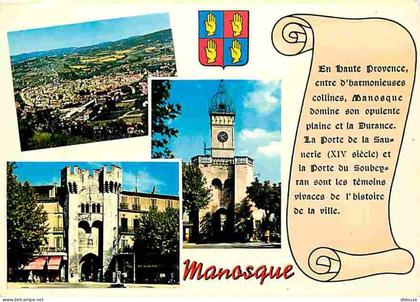 04 - Manosque - Multivues - Blasons - CPM - Voir Scans Recto-Verso