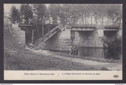 FRANCE, Vintage postcard, Marolles-en-Brie, A bridge destroyed , WWI