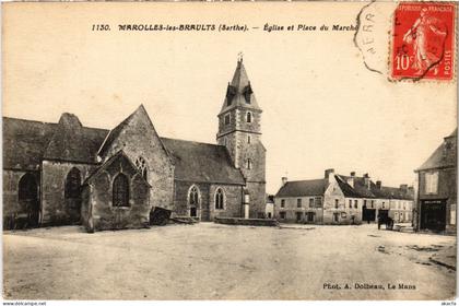 CPA Marolles-les-Braults Eglise et Place du Marche FRANCE (1450857)