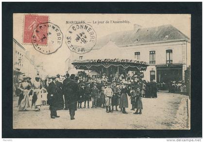 MAROLLES LES BRAULTS - Le Jour de l'Assemblée (très belle carte animée avec manège chevaux de bois )