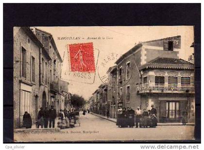 34 MARSEILLAN Avenue de la Gare, animée, ed Campistron, 1930