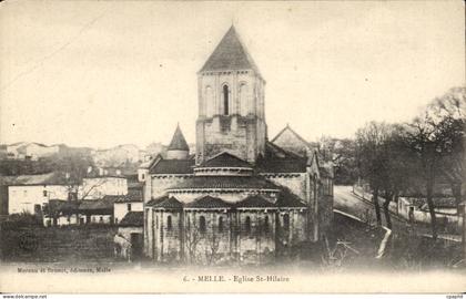 Melle CPA Eglise St Hilaire