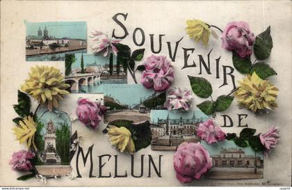 CPA Melun Souvenir Fleurs