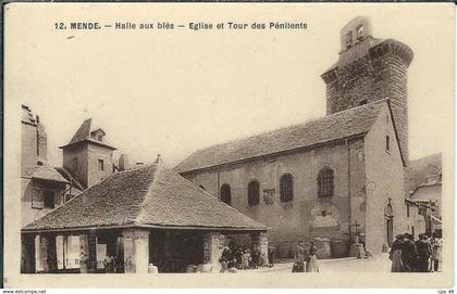 LOZERE : Mende, Halle aux Blés, Eglise et Tour des Pénitents