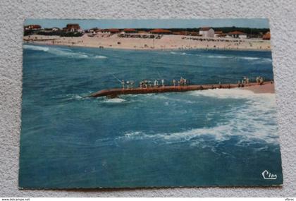 Cpm, Mimizan, vue aérienne, la grande plage et l'embouchure du Courant, Landes 40