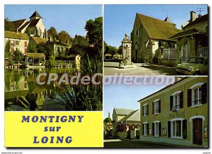 CPSM Montigny sur Loing Les Bords du Loing L'Eglise La Mairie