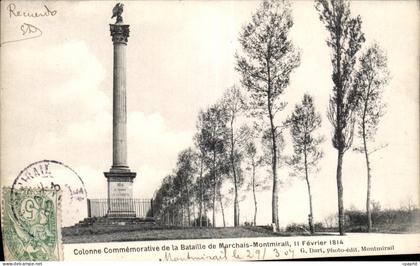 CPA Montmirail Colonne commemorative de la bataille de Marchais Montmirail 11 fevrier 1814