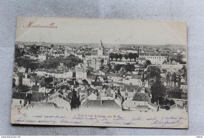 Cpa 1901, Montmorillon, vue à vol d'oiseau sur Notre Dame, Vienne 86