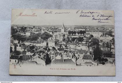 Cpa 1903, Montmorillon, vue à vol d'oiseau sur Notre Dame, Vienne 86
