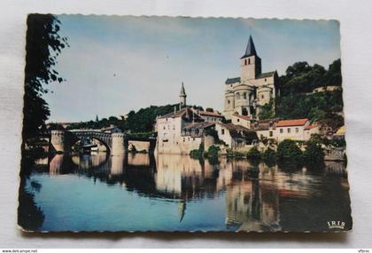 Cpm 1961, Montmorillon, église Notre Dame et le vieux pont gothique, Vienne 86