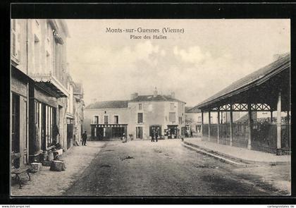 CPA Monts-sur-Guesnes, Place des Halles