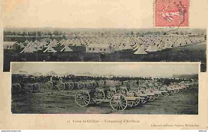 Carte Postale Ancienne - 51 - Mourmelon - Camp de Chalons - Campement d'Artillerie - Militaria - CPA - Voir Scans Recto-