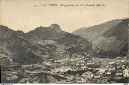 CPA Moutiers Vue Generale Prise De La Route De Belleville