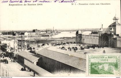 Nantes CPA Exposition de Nantes 1904 Premiere visite aux chantiers (avec vignette)