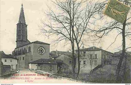 Carte Postale Ancienne - 82 - Nègrepelisse - Avenue de Bioules - L'Eglise - Correspondance - Oblitération ronde de 1917