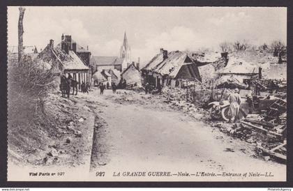 FRANCE, Postcard, Nesle, Entrance of Nesle, RPPC, WWI